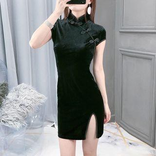 Velvet Short-sleeve Qipao