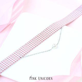 Houndstooth Layered Choker Pink - One Size