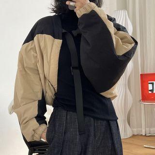 Cropped Two-tone Open-front Jacket