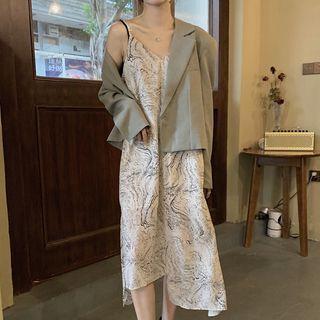 Strappy Print Midi A-line Dress / Blazer