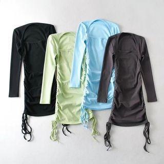Long-sleeve Drawstring Mini Bodycon Dress (various Designs)