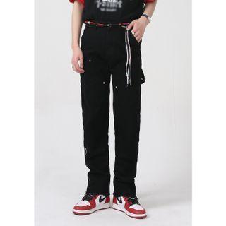 Dotted Half-zip Straight Leg Jeans