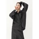 Stitched Textured Denim Shirt Black - One Size