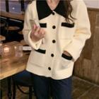 Collared Button-up Knit Jacket