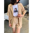 Set: Short-sleeved Linen Blazer + Shorts