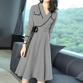 Wrap Front A-line Midi Dress