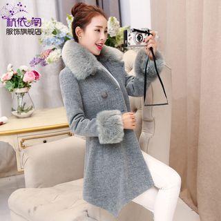 Faux Fur Double-breasted Coat