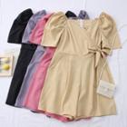 Tie-waist Wide-neck Wrapped Playsuit