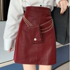 China Strap Velvet A-line Skirt