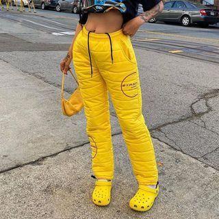 Lettering Padded Straight Leg Pants