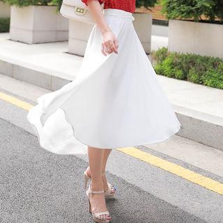 Asymmetric-hem Surplice-wrap Midi Skirt