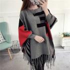 Long-sleeve Fringed Loose-fit Knit Top