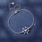 Rhinestone Alloy Bracelet 1 Piece - Silver - One Size
