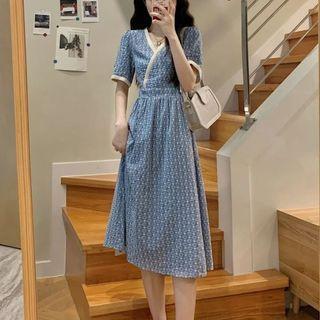 Short-sleeve Patterned A-line Dress (various Designs)