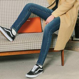 Drawstring-waist Brushed-fleece Slim-fit Jeans