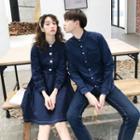 Couple Matching Long-sleeve Denim Shirt / Mini A-line Dress