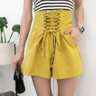 Plain Lace-up Loose-fit Shorts