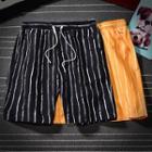 Drawstring-waist Striped Straight-cut Shorts