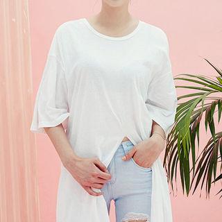 Slit-detail Cotton T-shirt Dress