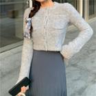 Melange Knit Jacket / Pleated Midi Skirt