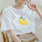 Lemon-print Lettering Short-sleeve T-shirt