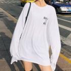 Long-sleeve Letter Oversized T-shirt