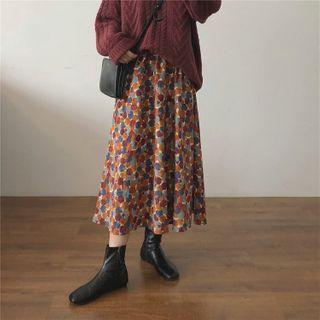 Dotted Midi A-line Skirt Tangerine - One Size