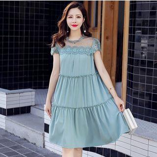 Cap-sleeve Lace Panel Dress