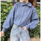 Bow Neck Puff Sleeve Blouse