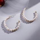 Faux Pearl Open Hoop Earring E68753 - Gold - One Size