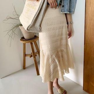 Lace Long Mermaid Skirt Cream - One Size