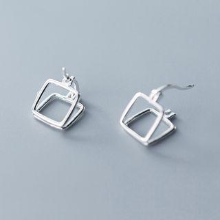 925 Sterling Silver Square Earring 1 Pair - S925 Silver - One Size