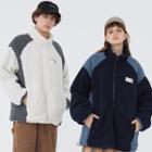 Couple Matching Colorblock Fleece Zip-up Jacket