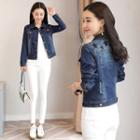 Star Print Washed Denim Jacket