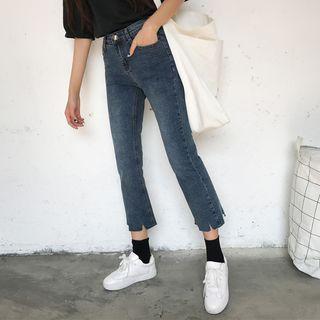 Fray Boot-cut Capri Jeans