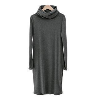Mock-neck Long-sleeve Dress