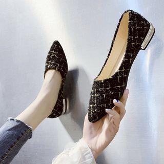 Tweed Pointy-toe Block Heel Pumps