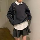 Long-sleeve Shirt / Sweater / Midi A-line Skirt