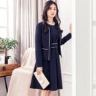 Set: Short-sleeve A-line Dress + Jacket