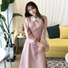 Lace-collar Tie-waist Dress