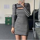 Striped Knit Top / Strappy Knit Dress