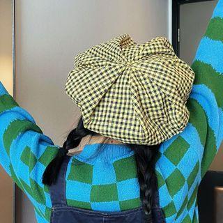 Plaid Beret Plaid - Yellow - One Size