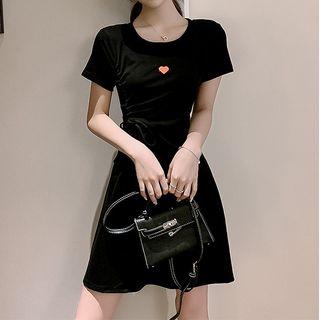 Heart Print Short-sleeve T-shirt Dress