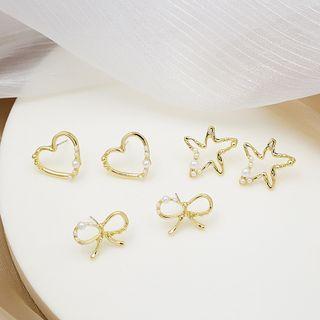 Bow / Star / Heart Faux Pearl Alloy Earring