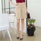 Zip-back Pintuck-front Skirt