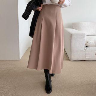 Box-pleated A-line Long Skirt