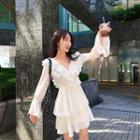 Ruffle Long-sleeve Mini A-line Dress