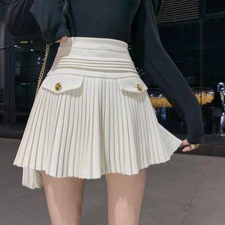 High Waist Accordion Pleat Mini A-line Skirt