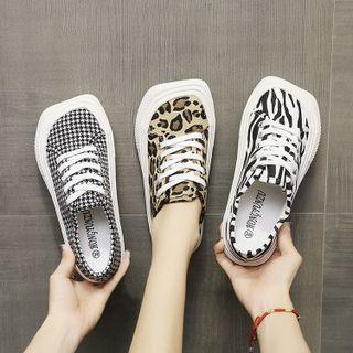 Print Square Toe Lace Up Sneakers