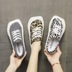 Print Square Toe Lace Up Sneakers
